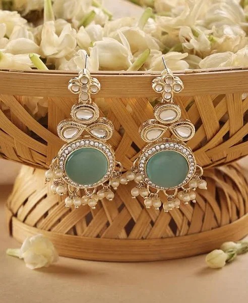 Zaveri Pearls Gold Plated Kundan Studded Drop Earrings